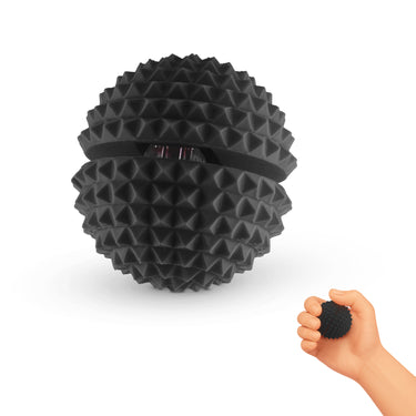 Spike Ball Clicker, Tactile Pain Stimming Fidget with Clicker Switch, Pain Stimulation Ball with Lanyard (Medium - Black)